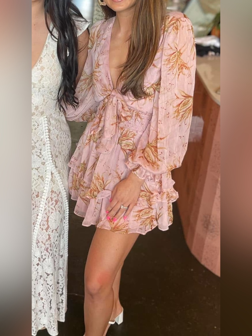 Hello Molly Long Sleeve Pink Mini Dress - Small